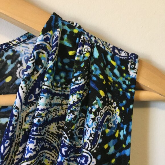 Paisley Impressionist Cowl Draped Neck Tank Top - Picture 5 of 14